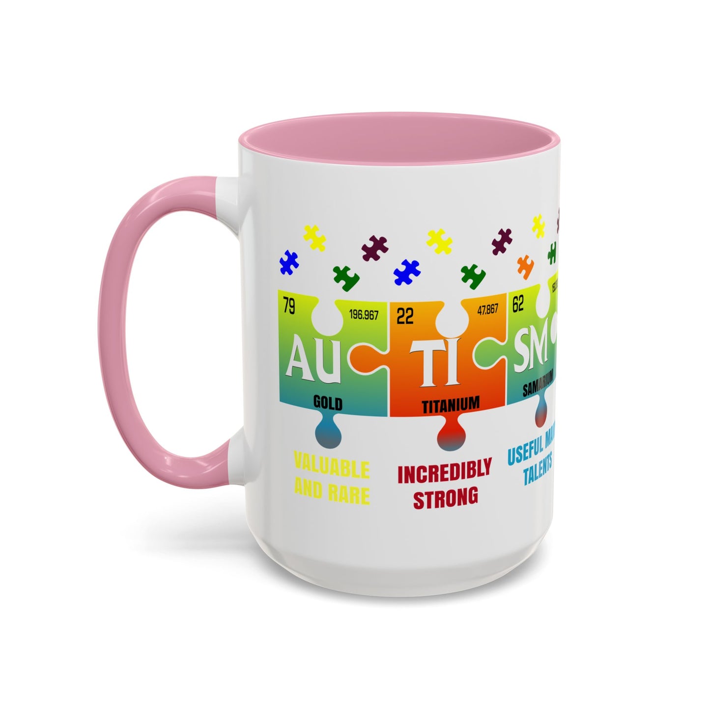 Colorful Puzzle Piece Mug - Unique Chemistry Inspired Design - Perfect Gift for Autistic Science Lovers