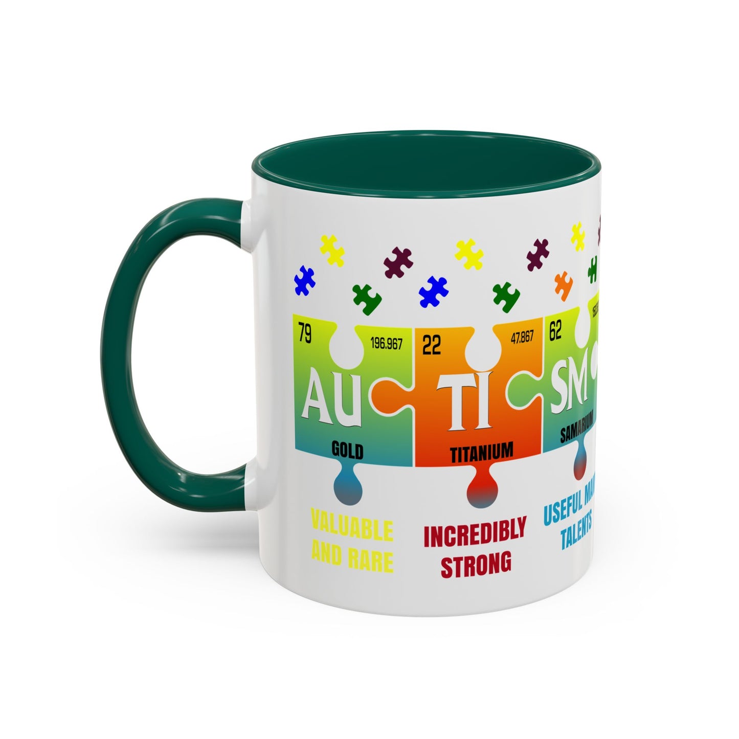 Colorful Puzzle Piece Mug - Unique Chemistry Inspired Design - Perfect Gift for Autistic Science Lovers