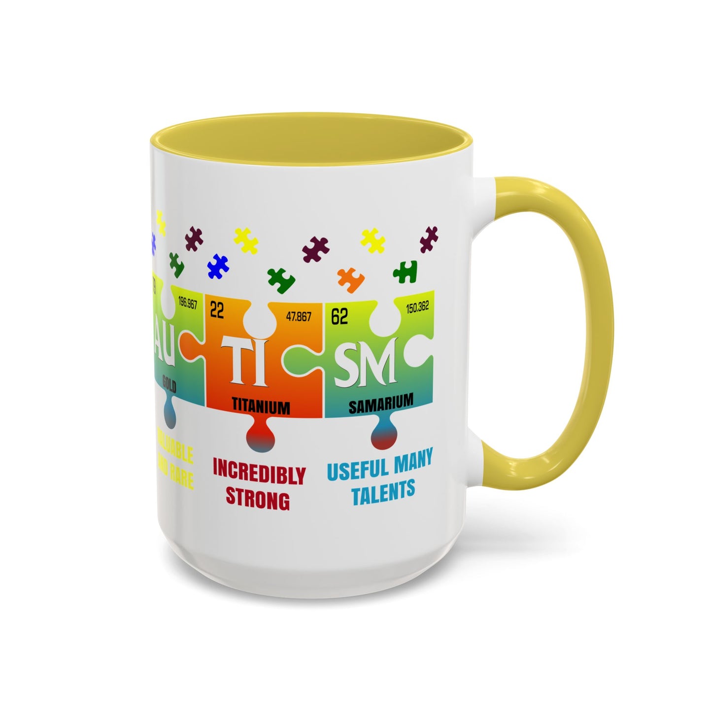 Colorful Puzzle Piece Mug - Unique Chemistry Inspired Design - Perfect Gift for Autistic Science Lovers