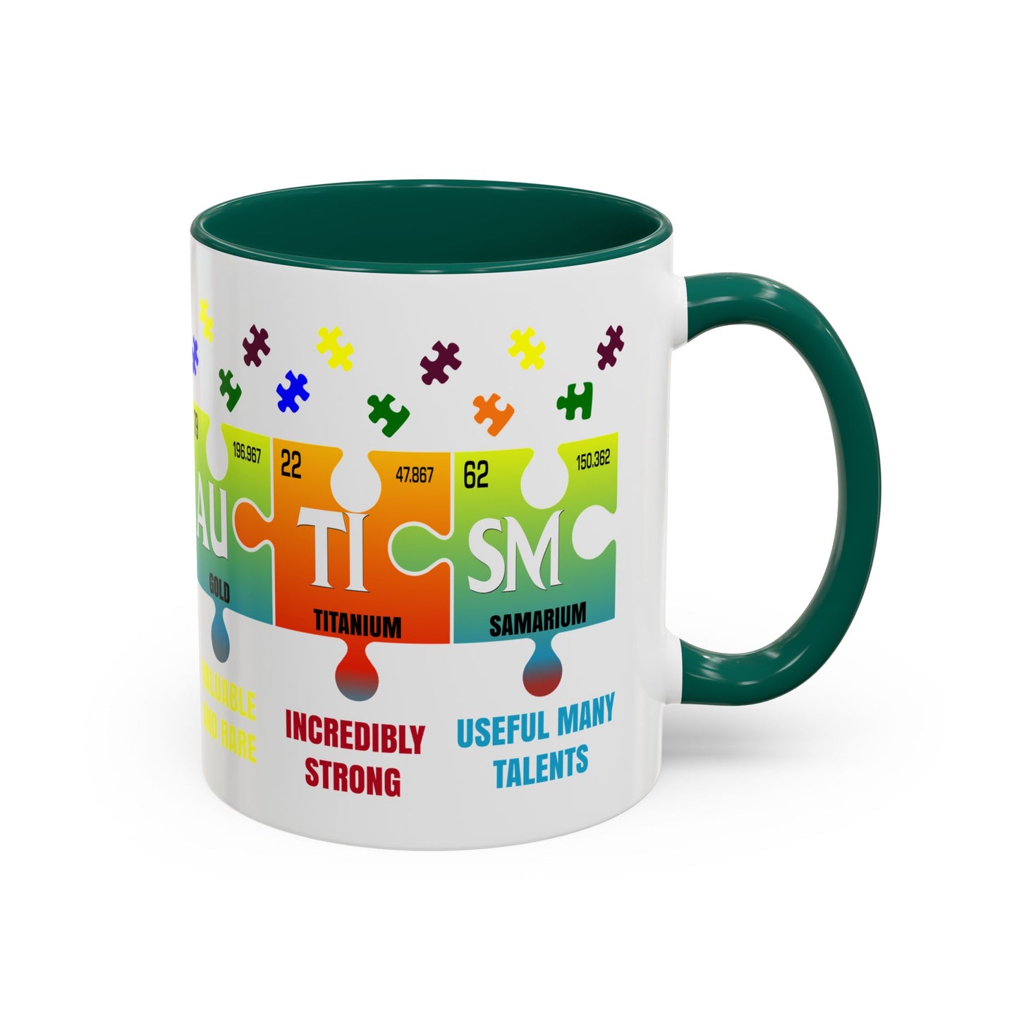 Colorful Puzzle Piece Mug - Unique Chemistry Inspired Design - Perfect Gift for Autistic Science Lovers