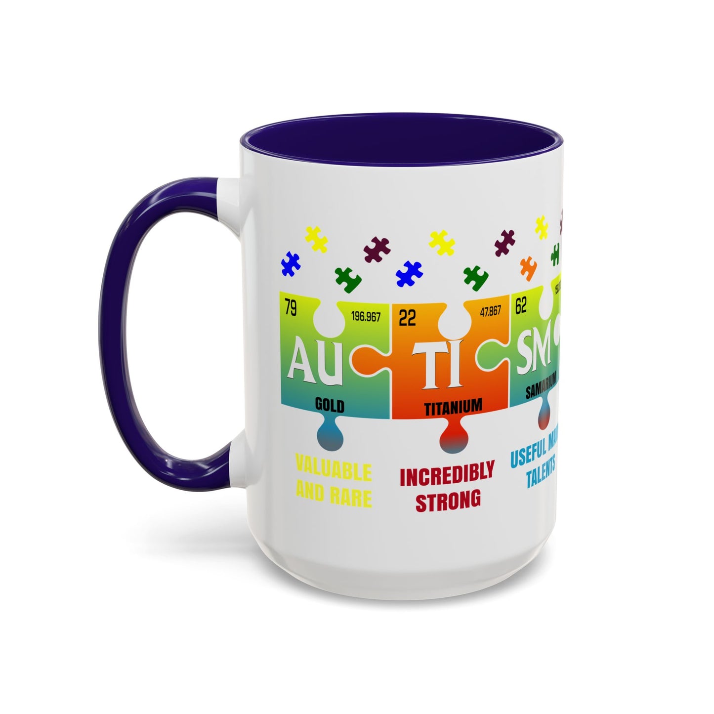 Colorful Puzzle Piece Mug - Unique Chemistry Inspired Design - Perfect Gift for Autistic Science Lovers