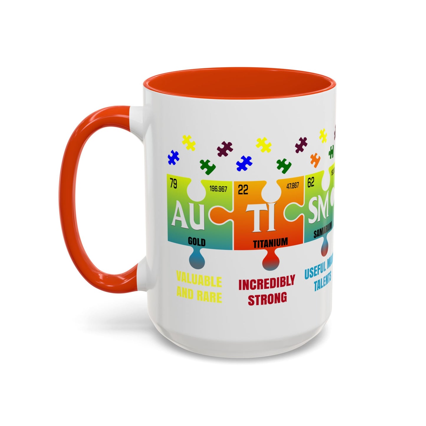 Colorful Puzzle Piece Mug - Unique Chemistry Inspired Design - Perfect Gift for Autistic Science Lovers