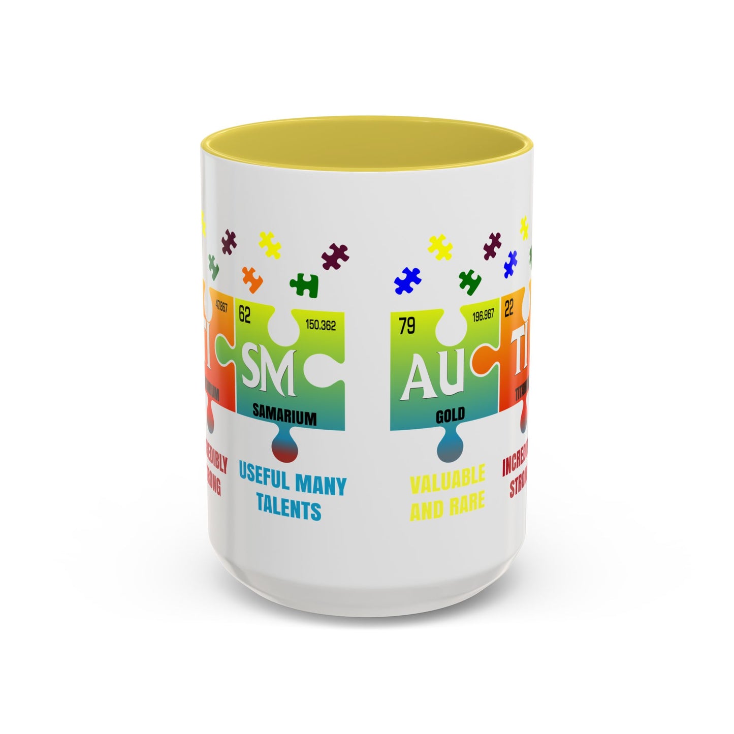 Colorful Puzzle Piece Mug - Unique Chemistry Inspired Design - Perfect Gift for Autistic Science Lovers