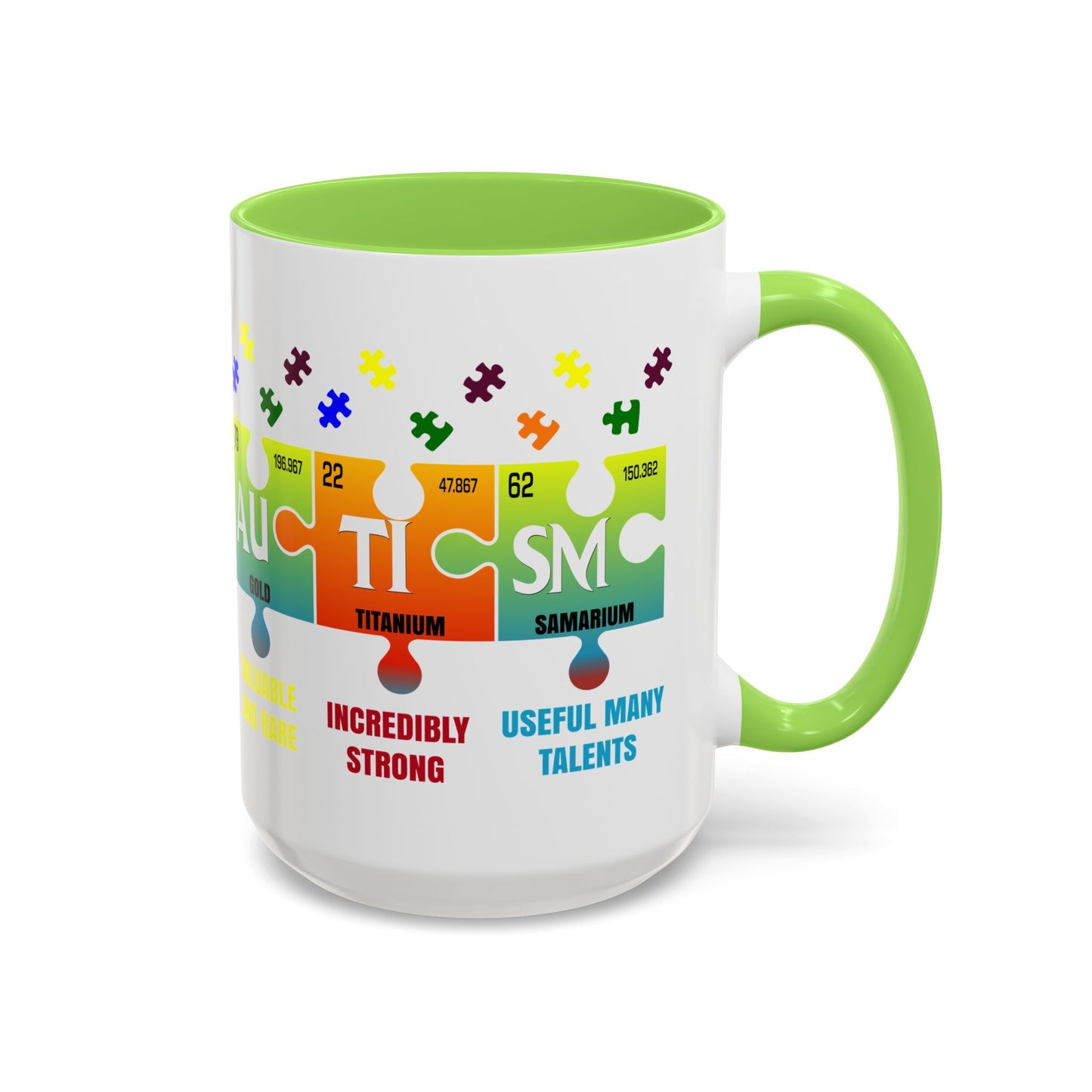 Colorful Puzzle Piece Mug - Unique Chemistry Inspired Design - Perfect Gift for Autistic Science Lovers