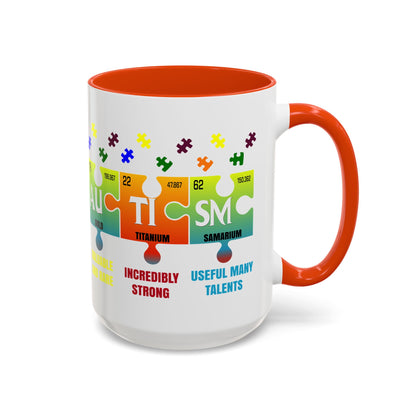 Colorful Puzzle Piece Mug - Unique Chemistry Inspired Design - Perfect Gift for Autistic Science Lovers