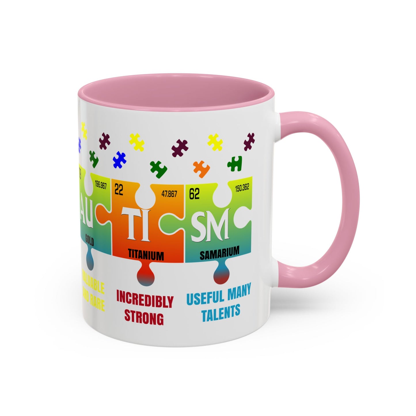 Colorful Puzzle Piece Mug - Unique Chemistry Inspired Design - Perfect Gift for Autistic Science Lovers