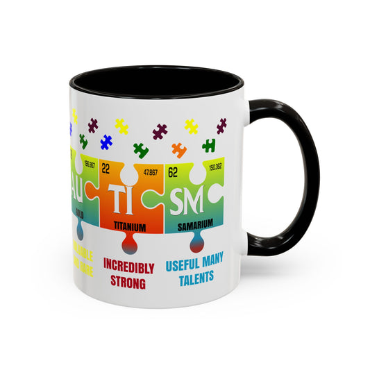 Colorful Puzzle Piece Mug - Unique Chemistry Inspired Design - Perfect Gift for Autistic Science Lovers