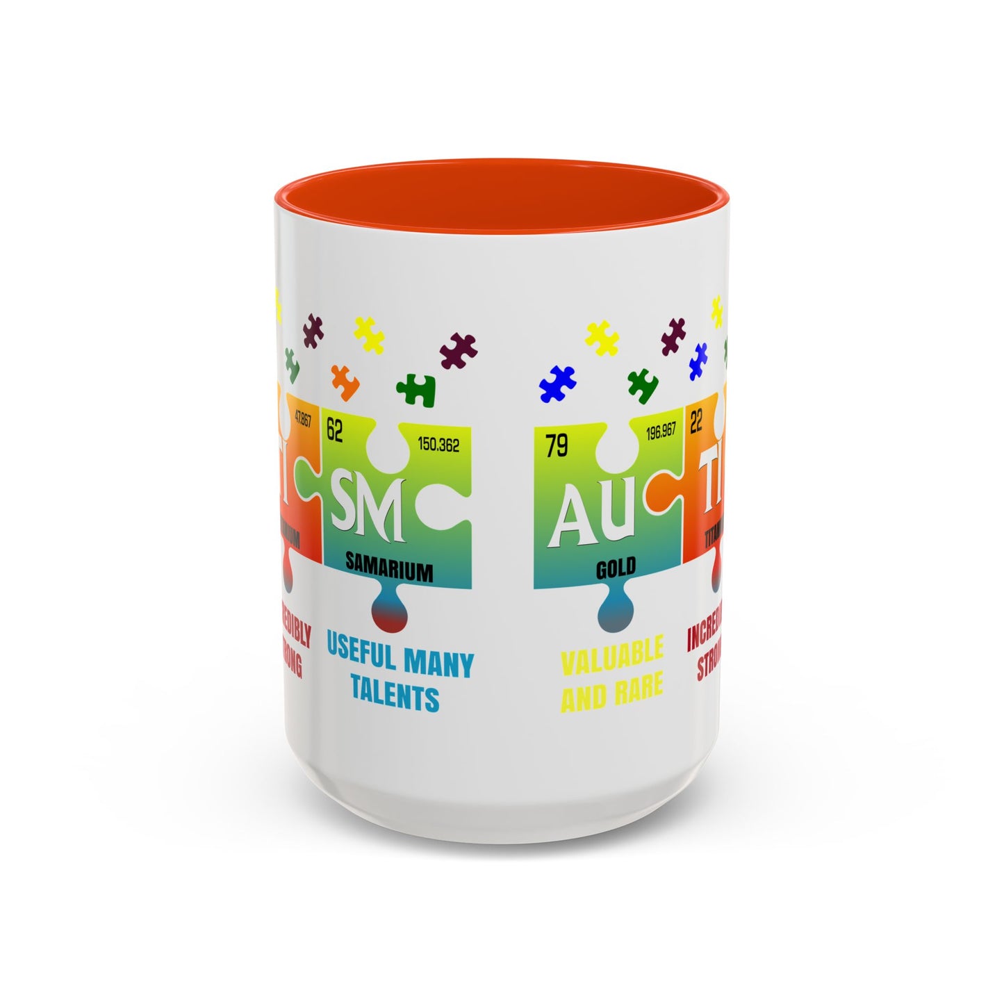 Colorful Puzzle Piece Mug - Unique Chemistry Inspired Design - Perfect Gift for Autistic Science Lovers