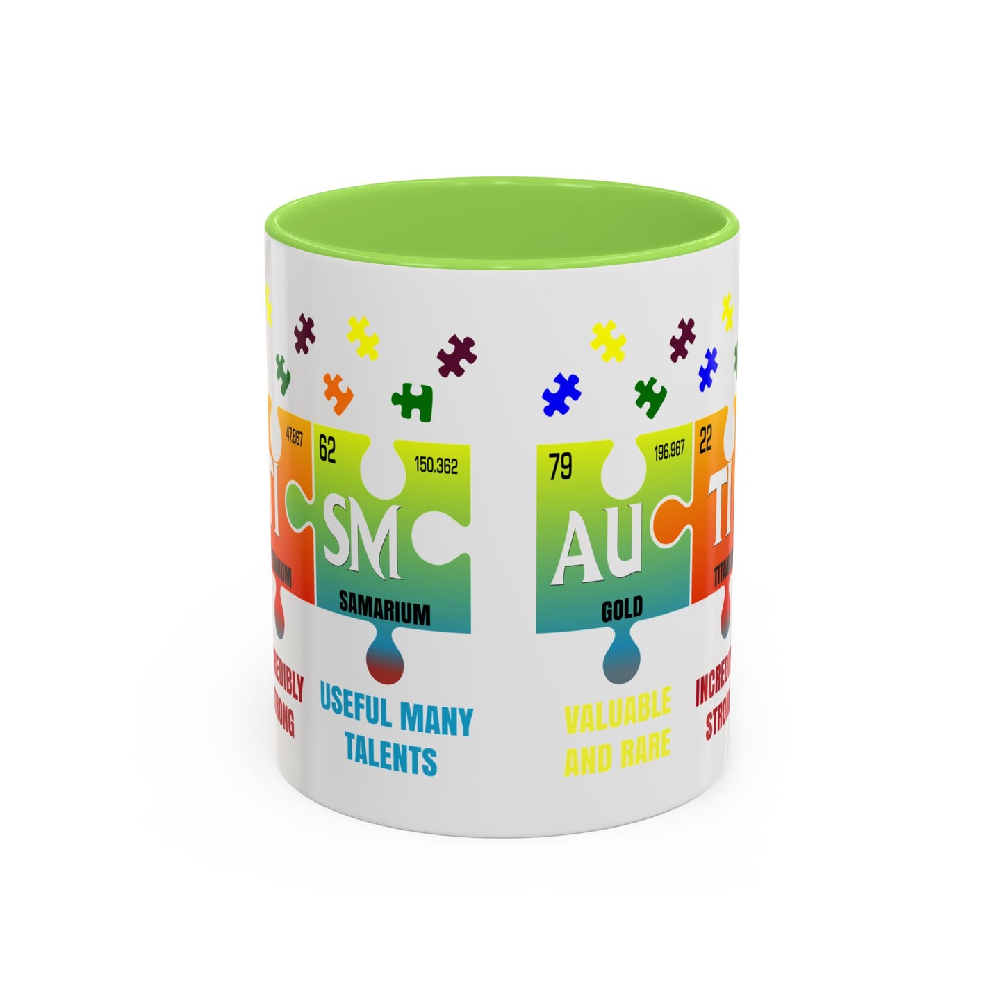 Colorful Puzzle Piece Mug - Unique Chemistry Inspired Design - Perfect Gift for Autistic Science Lovers