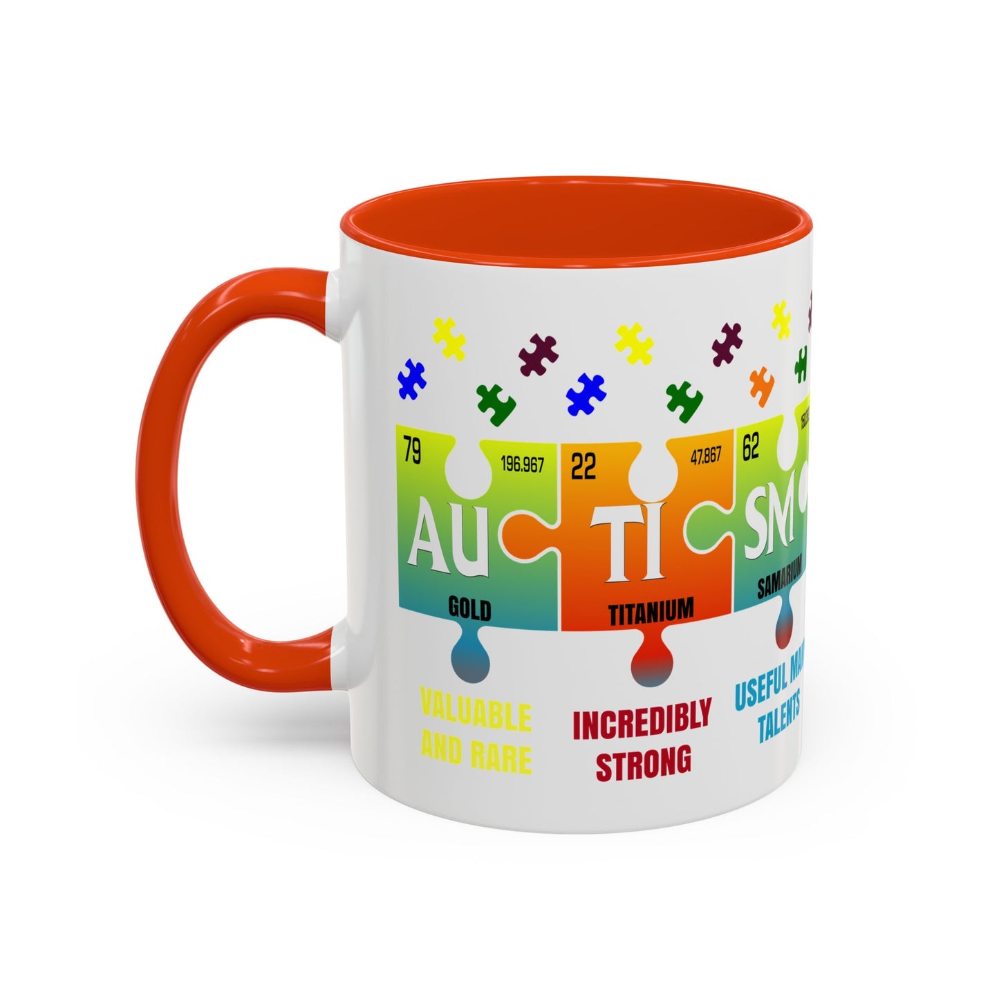Colorful Puzzle Piece Mug - Unique Chemistry Inspired Design - Perfect Gift for Autistic Science Lovers