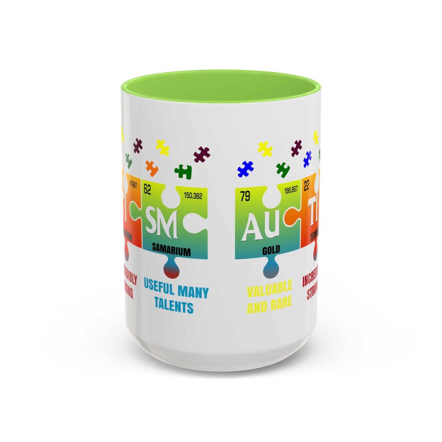 Colorful Puzzle Piece Mug - Unique Chemistry Inspired Design - Perfect Gift for Autistic Science Lovers