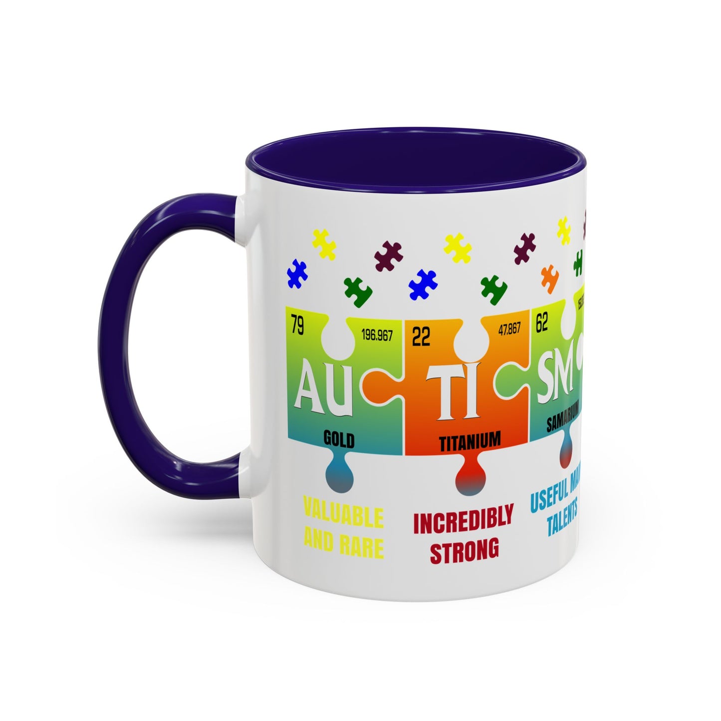 Colorful Puzzle Piece Mug - Unique Chemistry Inspired Design - Perfect Gift for Autistic Science Lovers