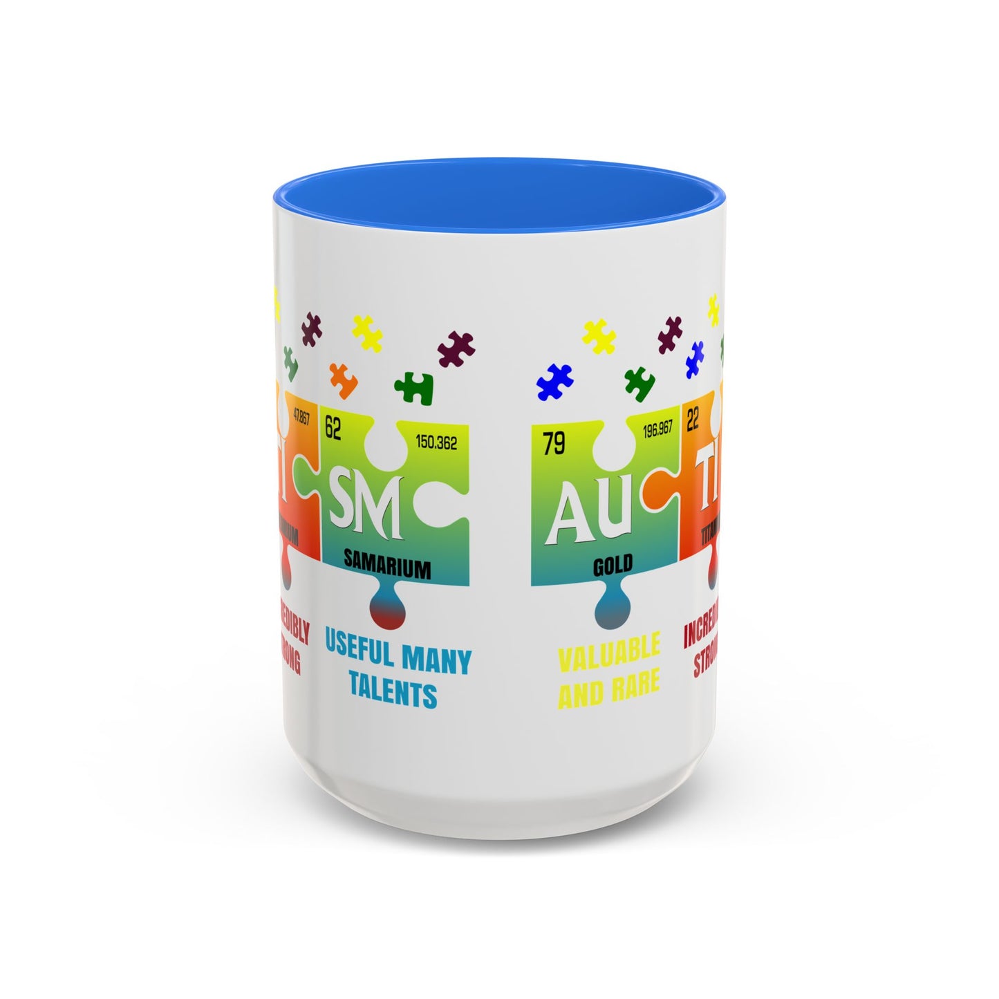 Colorful Puzzle Piece Mug - Unique Chemistry Inspired Design - Perfect Gift for Autistic Science Lovers