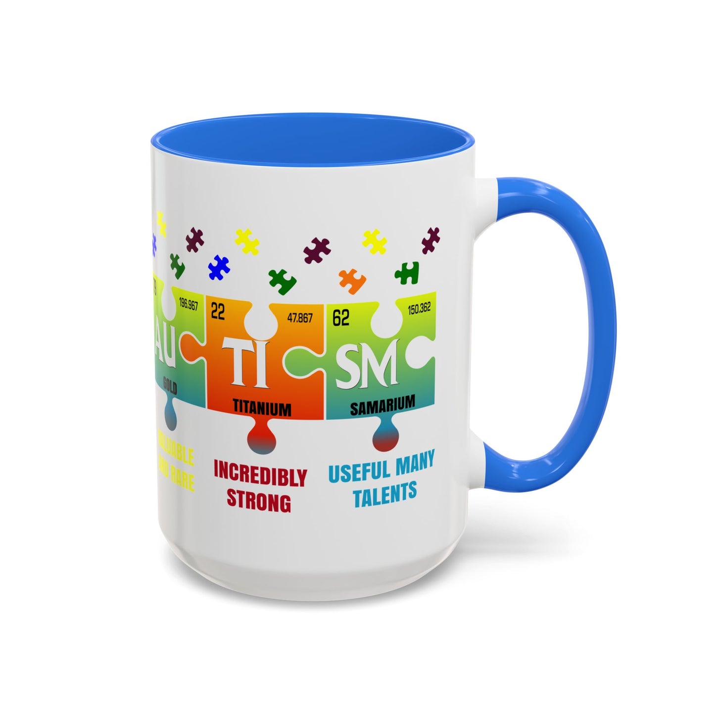 Colorful Puzzle Piece Mug - Unique Chemistry Inspired Design - Perfect Gift for Autistic Science Lovers