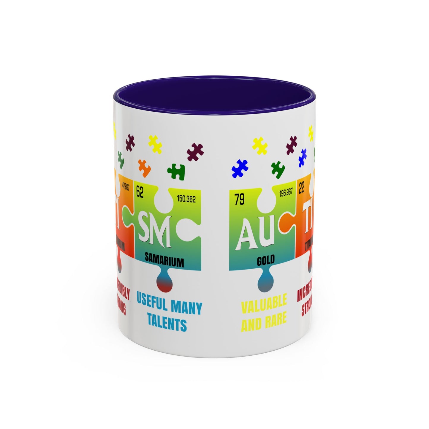 Colorful Puzzle Piece Mug - Unique Chemistry Inspired Design - Perfect Gift for Autistic Science Lovers