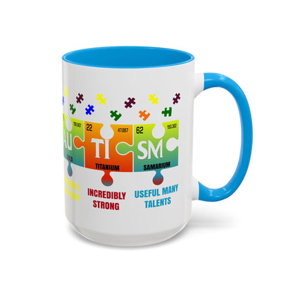 Colorful Puzzle Piece Mug - Unique Chemistry Inspired Design - Perfect Gift for Autistic Science Lovers