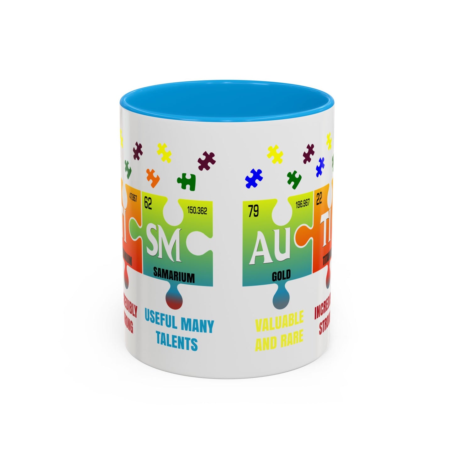 Colorful Puzzle Piece Mug - Unique Chemistry Inspired Design - Perfect Gift for Autistic Science Lovers
