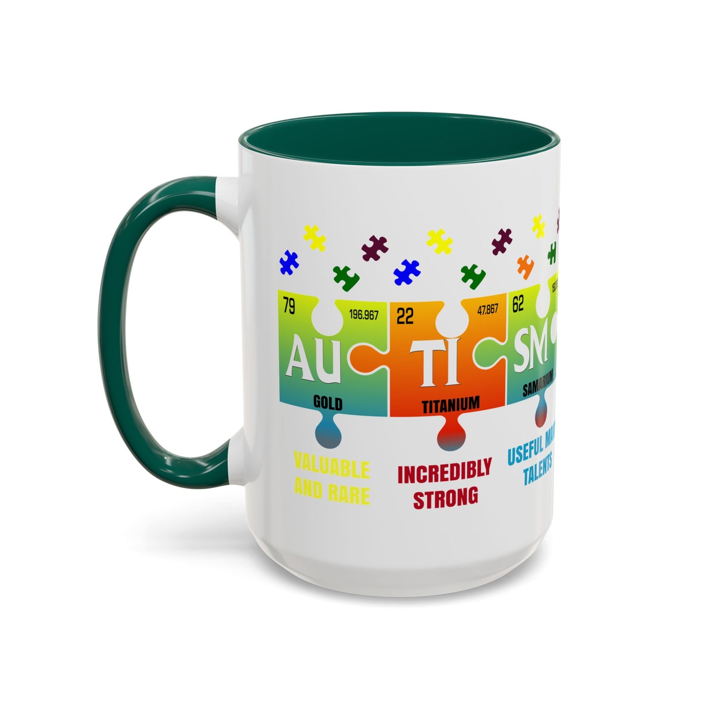 Colorful Puzzle Piece Mug - Unique Chemistry Inspired Design - Perfect Gift for Autistic Science Lovers