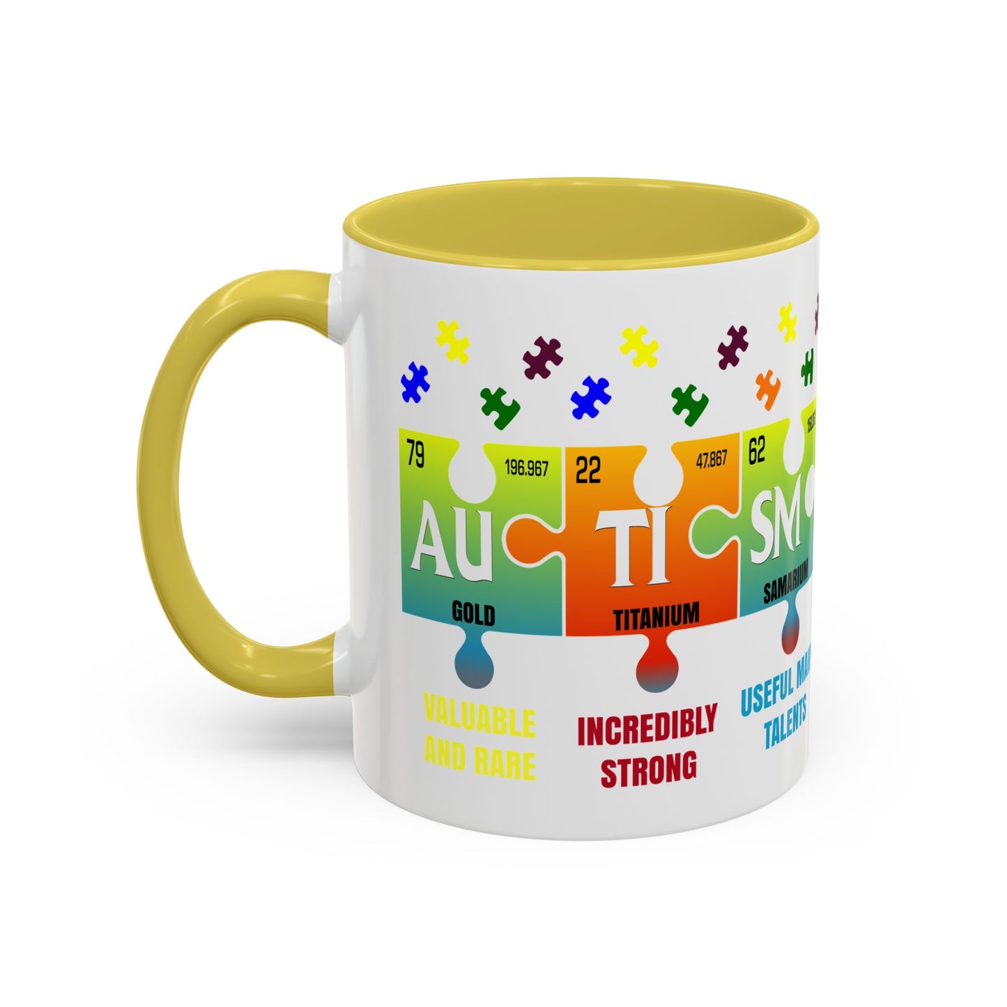 Colorful Puzzle Piece Mug - Unique Chemistry Inspired Design - Perfect Gift for Autistic Science Lovers
