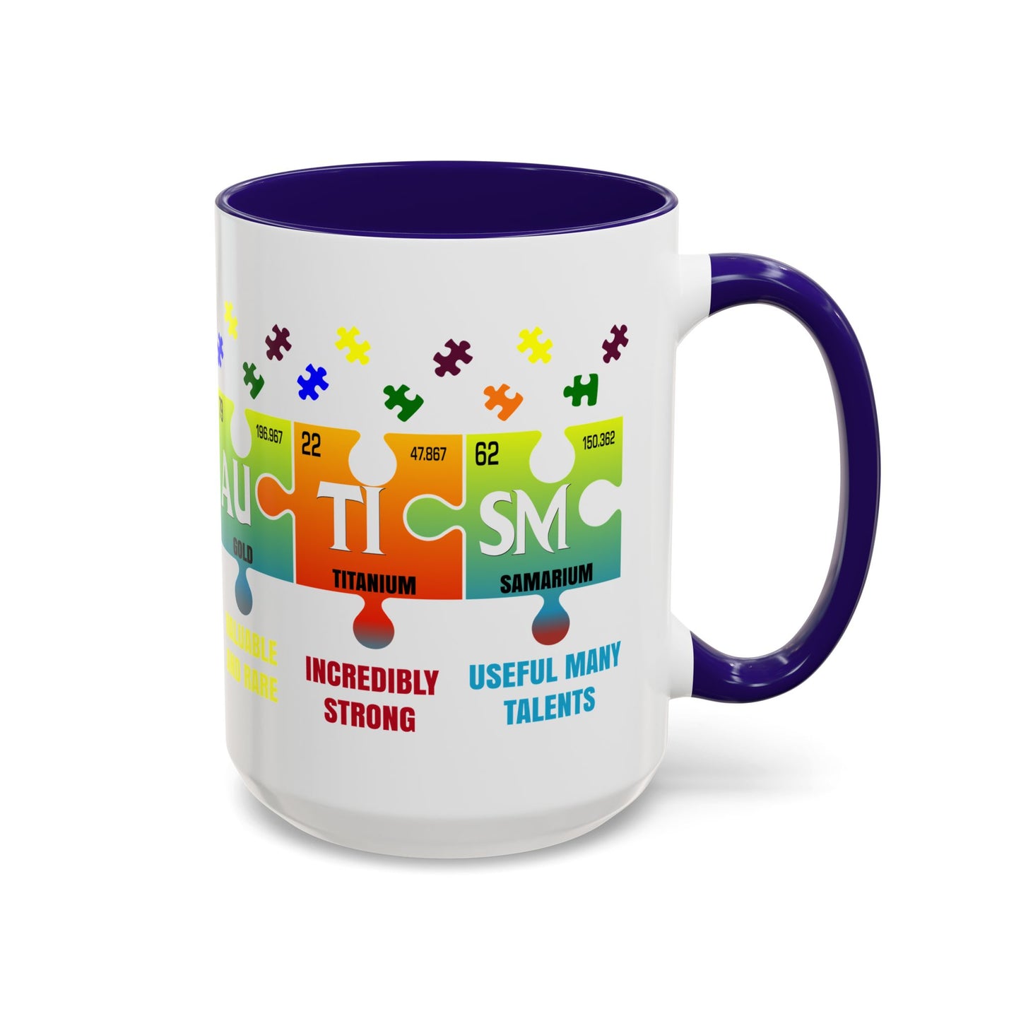 Colorful Puzzle Piece Mug - Unique Chemistry Inspired Design - Perfect Gift for Autistic Science Lovers