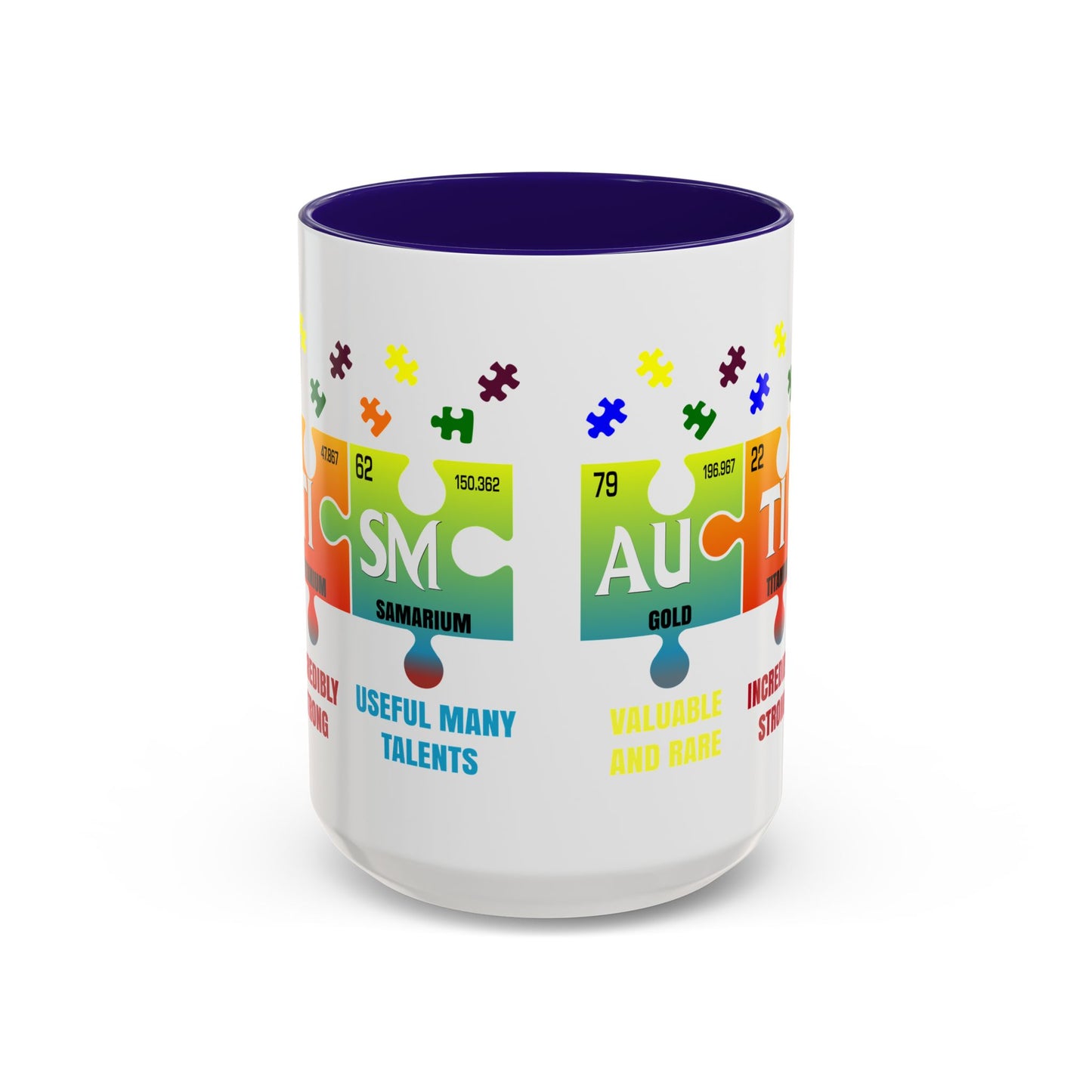 Colorful Puzzle Piece Mug - Unique Chemistry Inspired Design - Perfect Gift for Autistic Science Lovers