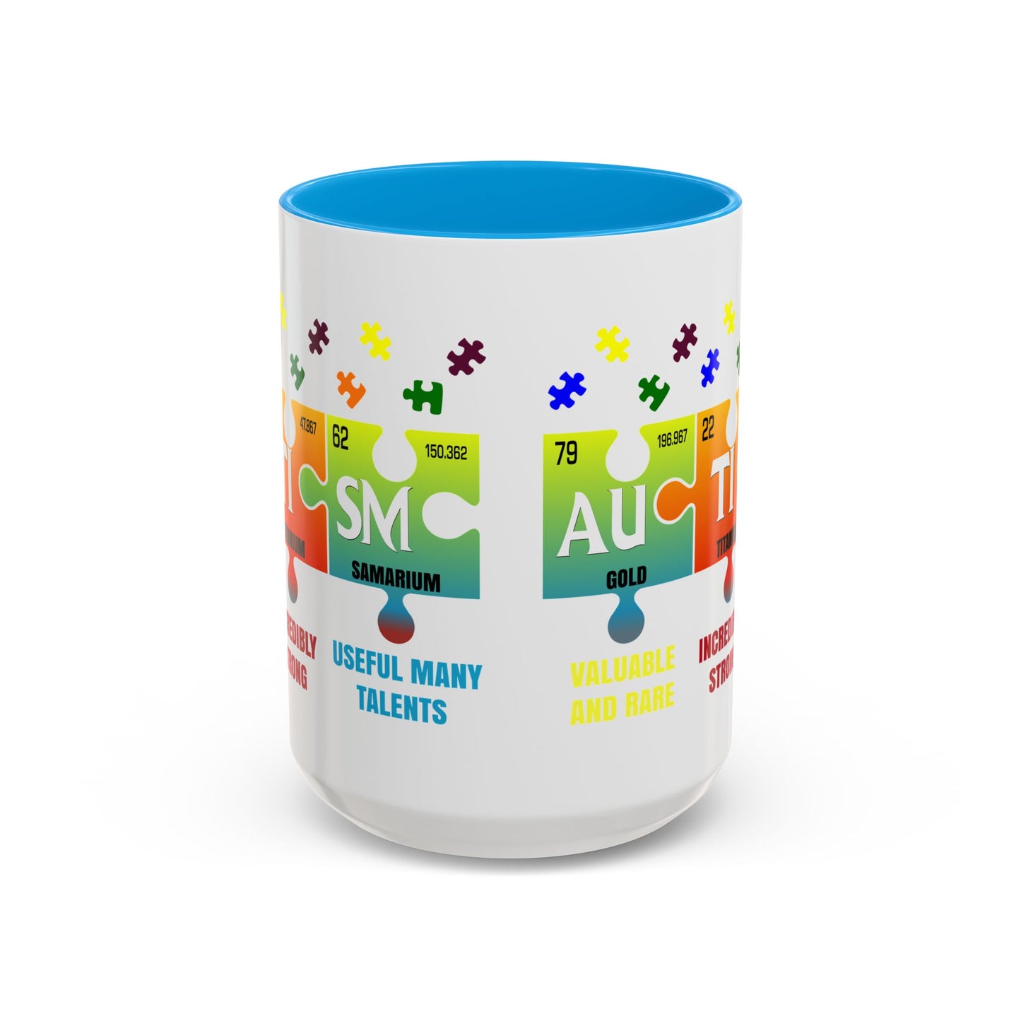 Colorful Puzzle Piece Mug - Unique Chemistry Inspired Design - Perfect Gift for Autistic Science Lovers