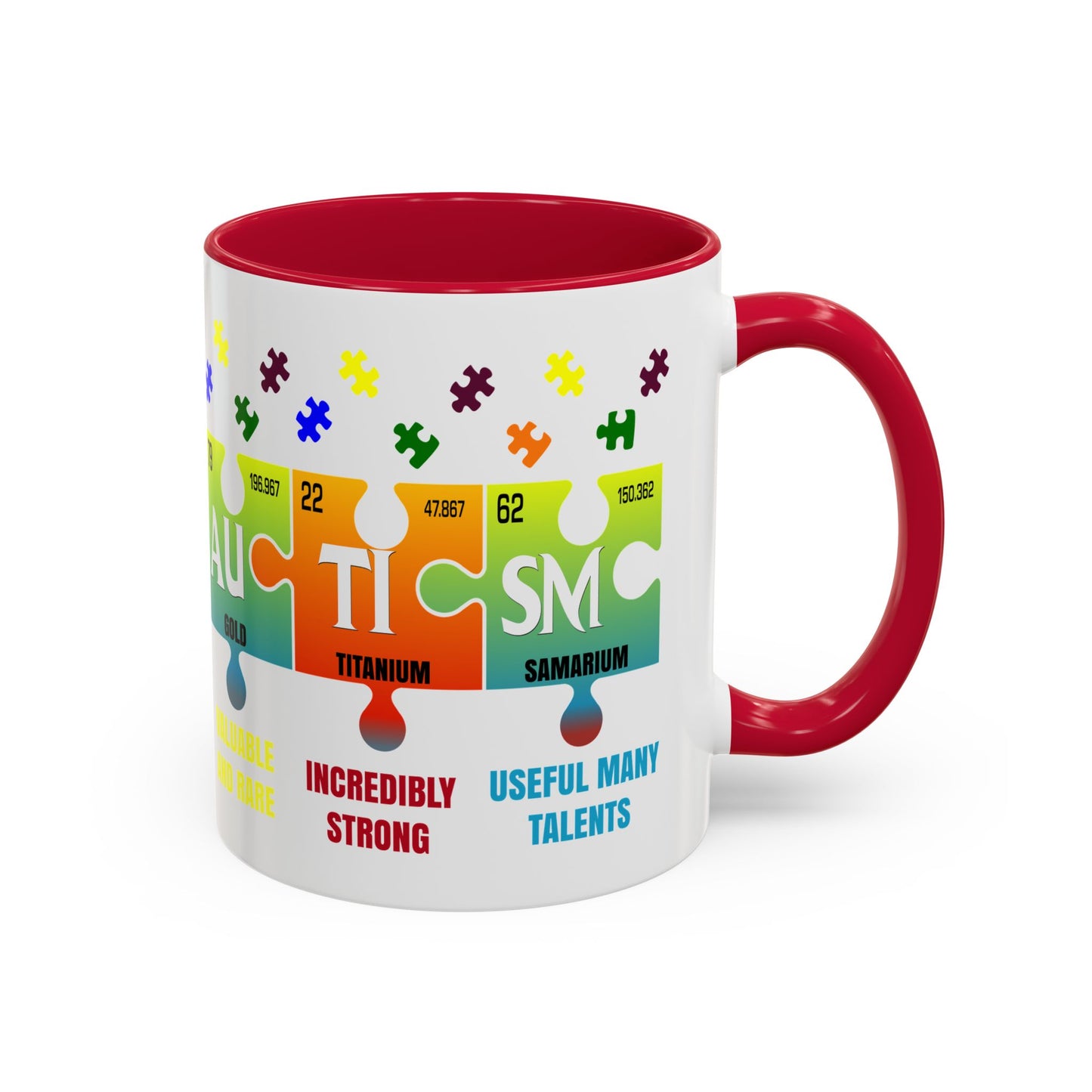 Colorful Puzzle Piece Mug - Unique Chemistry Inspired Design - Perfect Gift for Autistic Science Lovers