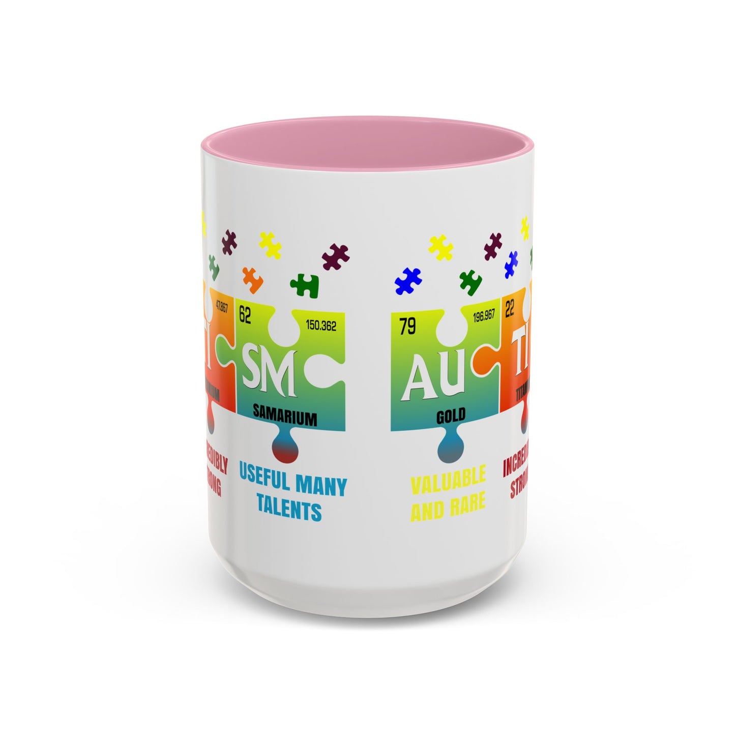 Colorful Puzzle Piece Mug - Unique Chemistry Inspired Design - Perfect Gift for Autistic Science Lovers