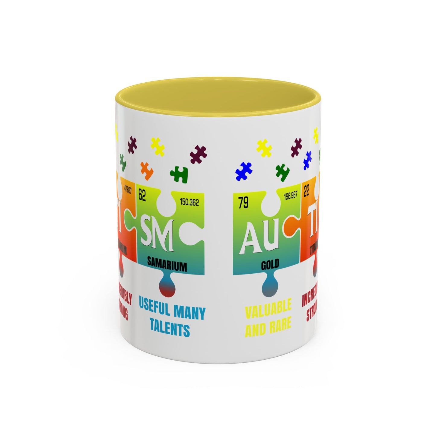 Colorful Puzzle Piece Mug - Unique Chemistry Inspired Design - Perfect Gift for Autistic Science Lovers