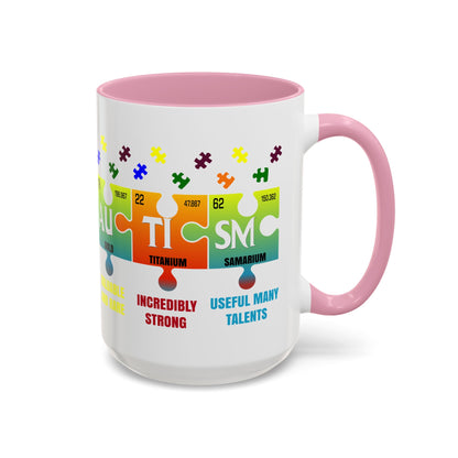 Colorful Puzzle Piece Mug - Unique Chemistry Inspired Design - Perfect Gift for Autistic Science Lovers