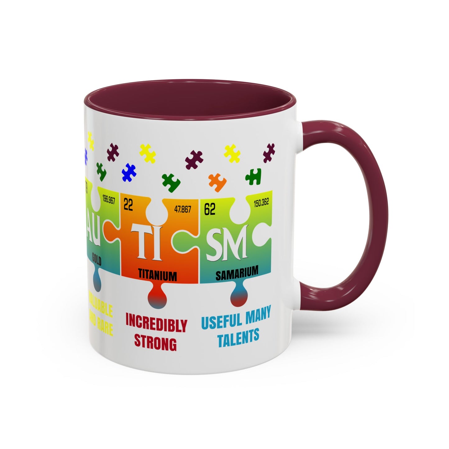 Colorful Puzzle Piece Mug - Unique Chemistry Inspired Design - Perfect Gift for Autistic Science Lovers