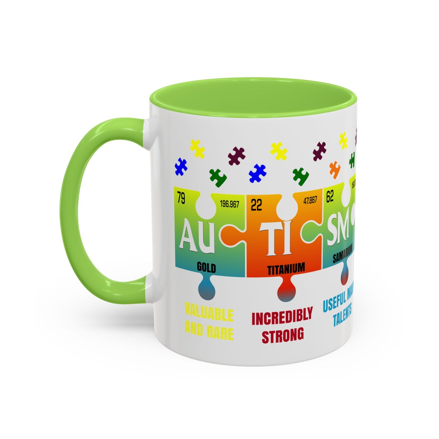 Colorful Puzzle Piece Mug - Unique Chemistry Inspired Design - Perfect Gift for Autistic Science Lovers