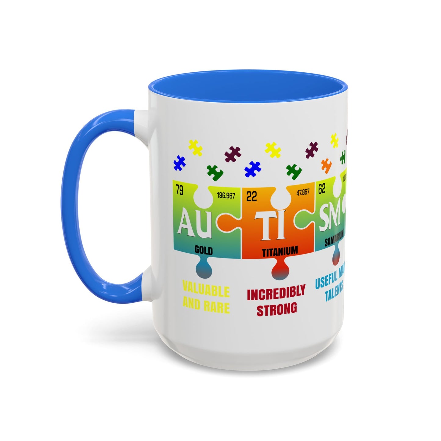 Colorful Puzzle Piece Mug - Unique Chemistry Inspired Design - Perfect Gift for Autistic Science Lovers