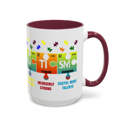 Colorful Puzzle Piece Mug - Unique Chemistry Inspired Design - Perfect Gift for Autistic Science Lovers