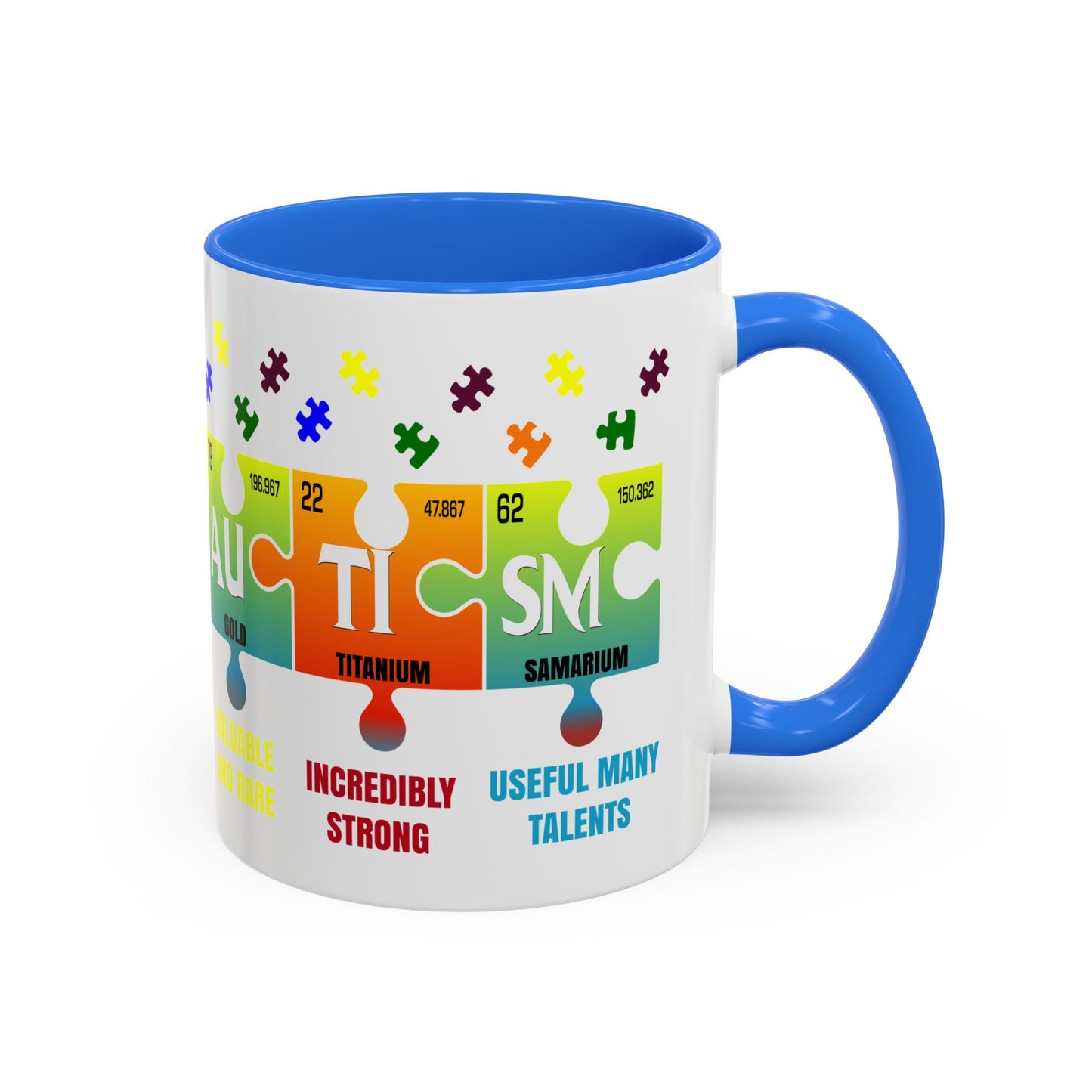 Colorful Puzzle Piece Mug - Unique Chemistry Inspired Design - Perfect Gift for Autistic Science Lovers