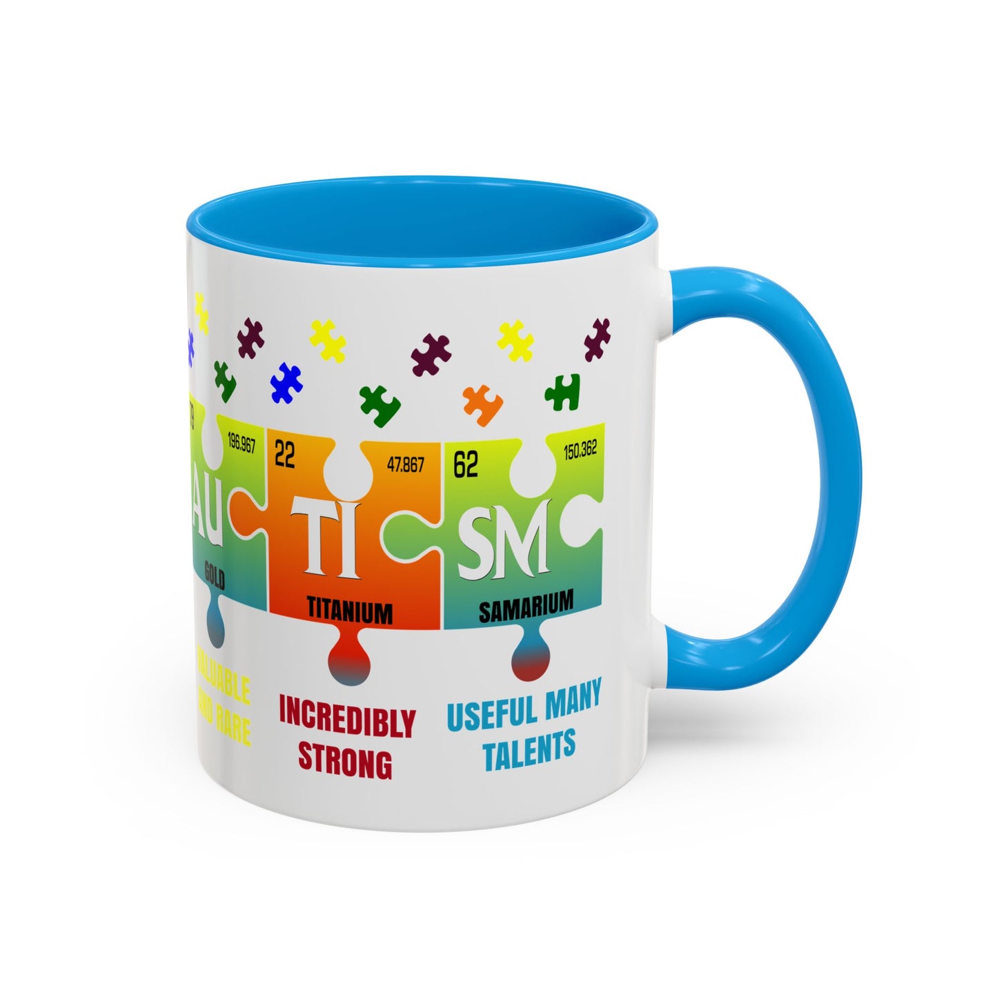 Colorful Puzzle Piece Mug - Unique Chemistry Inspired Design - Perfect Gift for Autistic Science Lovers