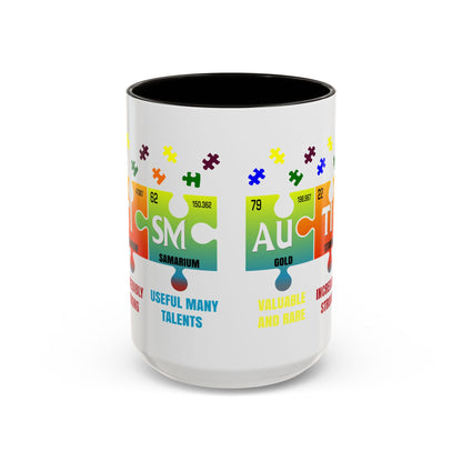 Colorful Puzzle Piece Mug - Unique Chemistry Inspired Design - Perfect Gift for Autistic Science Lovers