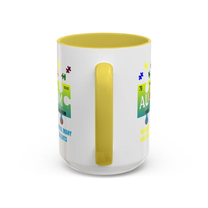 Colorful Puzzle Piece Mug - Unique Chemistry Inspired Design - Perfect Gift for Autistic Science Lovers