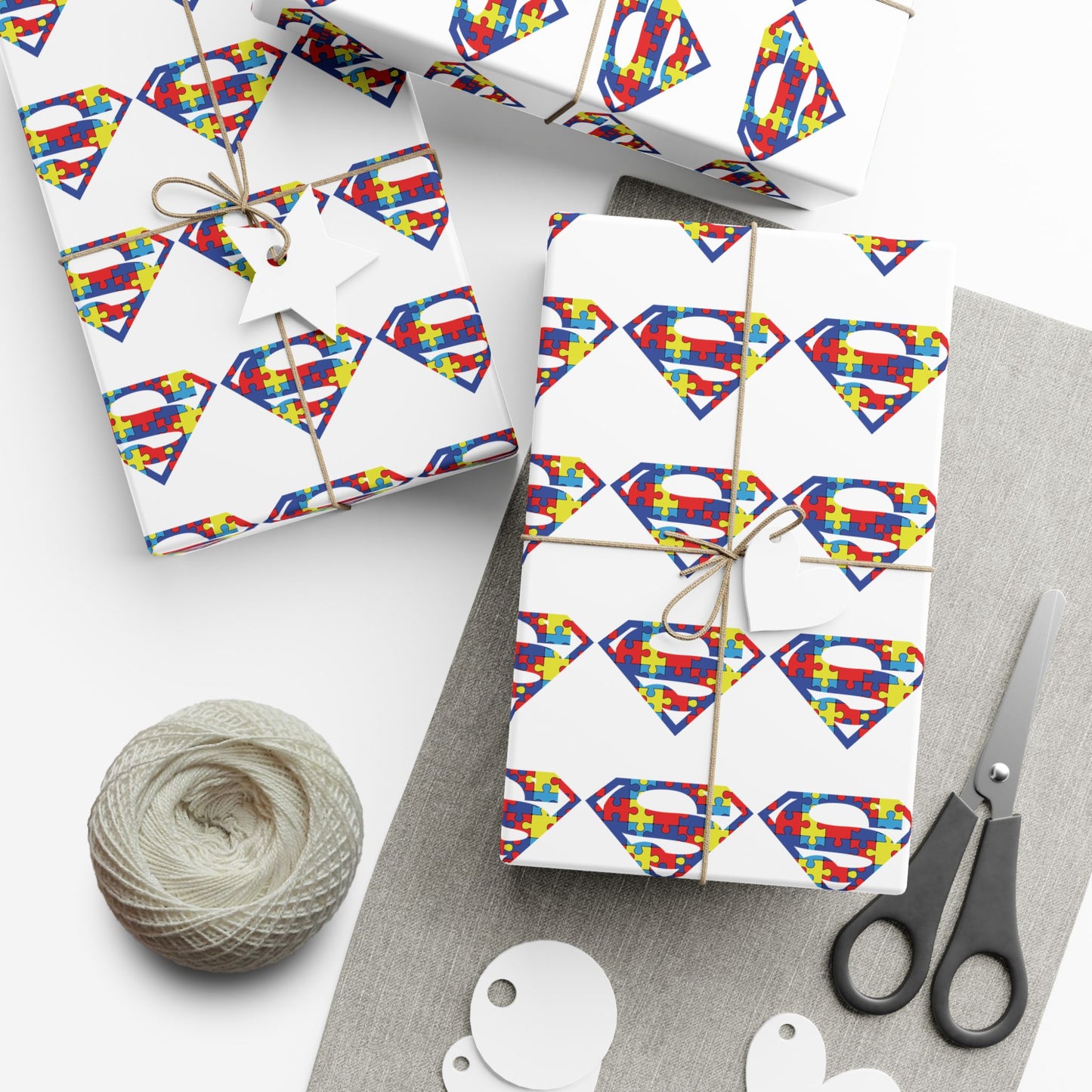 Superhero Puzzle Gift Wrap Papers