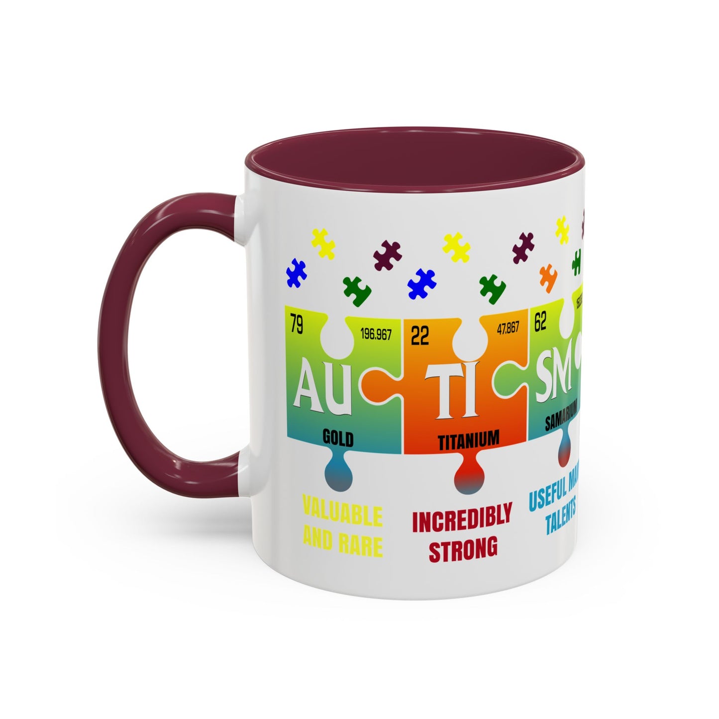 Colorful Puzzle Piece Mug - Unique Chemistry Inspired Design - Perfect Gift for Autistic Science Lovers