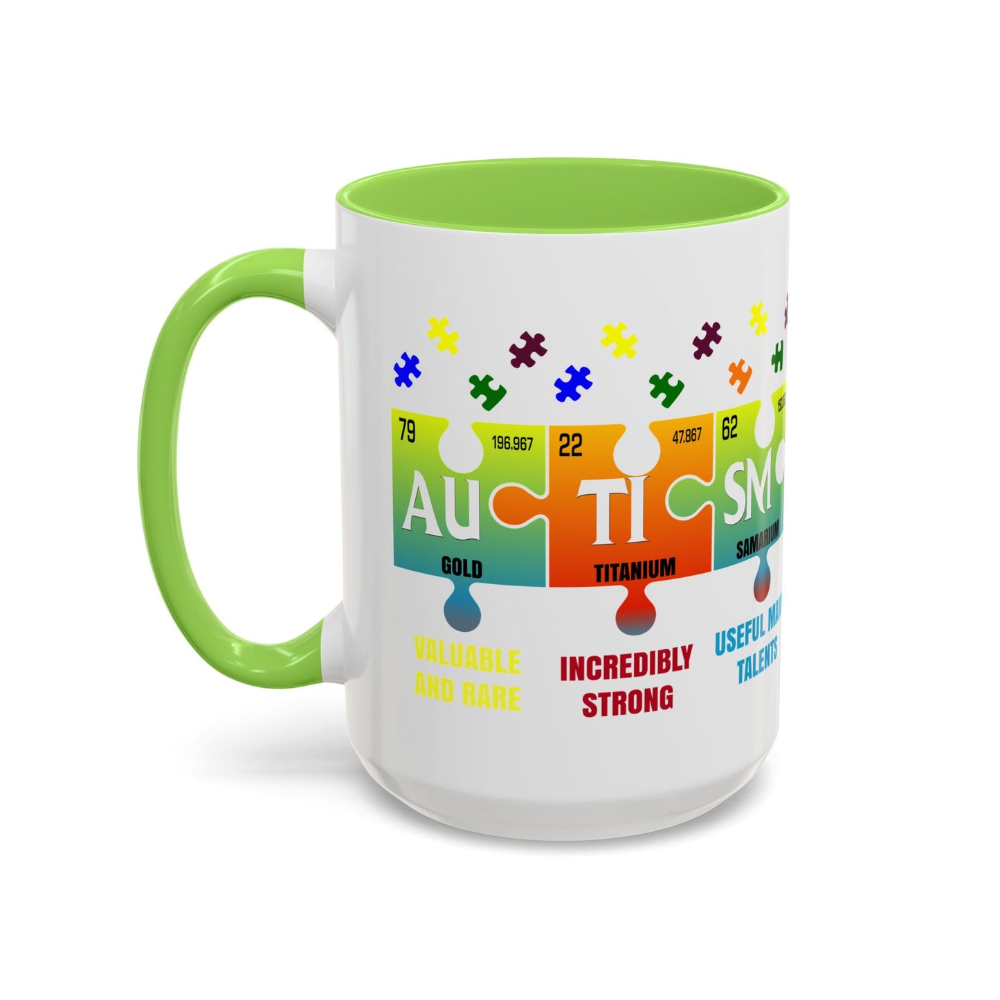 Colorful Puzzle Piece Mug - Unique Chemistry Inspired Design - Perfect Gift for Autistic Science Lovers