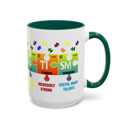 Colorful Puzzle Piece Mug - Unique Chemistry Inspired Design - Perfect Gift for Autistic Science Lovers