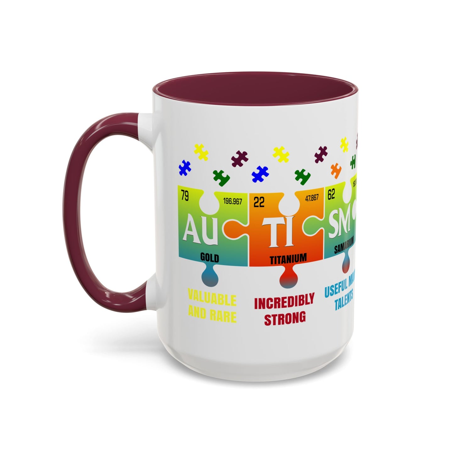 Colorful Puzzle Piece Mug - Unique Chemistry Inspired Design - Perfect Gift for Autistic Science Lovers